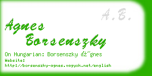 agnes borsenszky business card